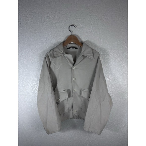 Cream Jackets & Blazers - Vintage 70s Tobias Tops Corduroy Jacket Cream Beige Workwear Distressed 1970s